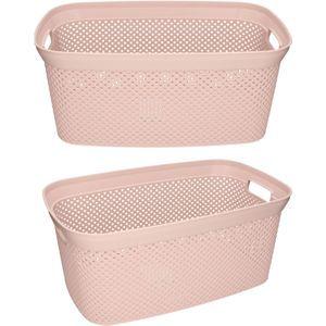 2x Roze wasmanden 35 liter 54 x 34 x 23 cm huishouden - Wasmanden