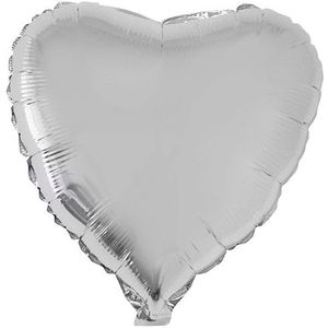 Zilveren hartjes folieballonnen 52 cm - Ballonnen