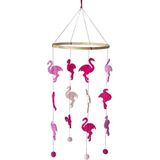 Flamingo thema baby mobiel/boxmobiel 45 cm kinderkamer decoratie - Muziekmobielen / boxmobielen