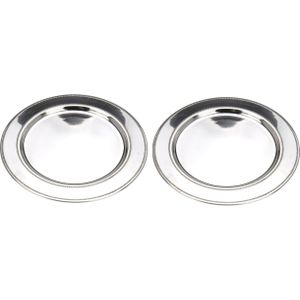 12x Ronde RVS kerstdiner/diner borden/onderborden zilver 33 cm - Dinerborden - Onderzet borden