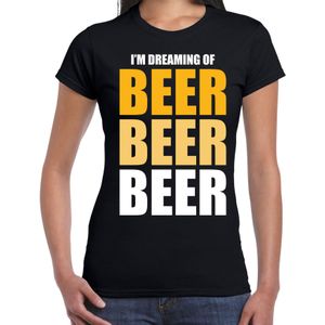 Dreaming of beer drank fun t-shirt zwart voor dames - Feestshirts