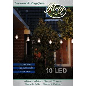 Uitbreidingsset feest tuinverlichting snoer 5 meter warm witte LED verlichting - Lichtsnoer voor buiten
