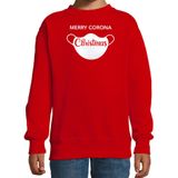 Merry corona Christmas foute Kerstsweater / outfit rood voor kinderen - kerst truien kind