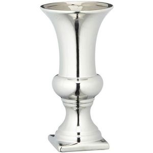 Ronde zilveren kelk vaas/vazen van keramiek 25 x 13 cm - Vazen