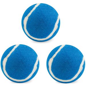 5x stuks blauwe hondenballen 6,4 cm - Dierenspeelgoed