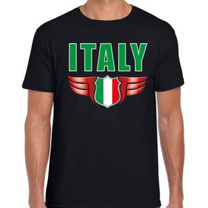 Italy landen t-shirt wapen Italie zwart voor heren - Feestshirts