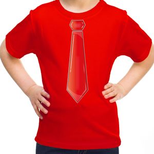 Verkleed t-shirt voor kinderen - stropdas - rood - meisje - carnaval/themafeest kostuum - Feestshirts