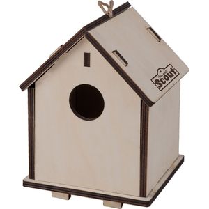 Pakket van 4x stuks 2-in-1 Vogelhuisje/nestkastje van hout 14 x 19 cm DIY - Vogelhuisjes