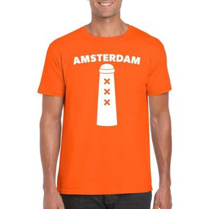 Koningsdag Amsterdam shirt met Amsterdammertje oranje heren - Feestshirts