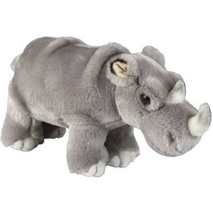 Pluche Grijze Neushoorn Knuffel 28 cm - Neushoorns Wilde Dieren Knuffels - Speelgoed Voor Kinderen