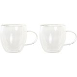 Items koffieglazen/theeglazen dubbelwandig - set 2x - cappuccino glazen - 250 ml
