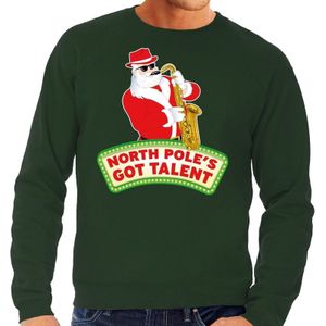 Foute kersttrui groen North Poles Got Talent voor heren - kerst truien