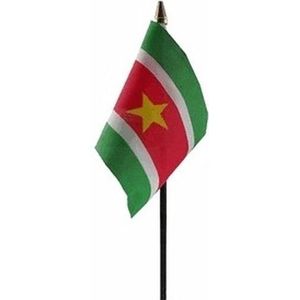 Suriname luxe zwaaivlaggetje polyester - zwaaivlaggen