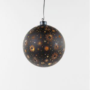 Verlichte bal/kerstbal - zwart kosmos D15 cm -bewegend licht- warm wit - kerstverlichting figuur