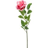 2x Roze rozen Marleen kunstbloemen 63 cm - Kunstbloemen