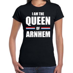I am the Queen of Arnhem Koningsdag t-shirt zwart voor dames - Feestshirts