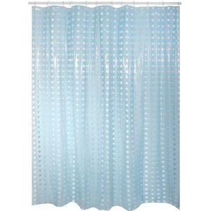 MSV Douchegordijn met ringen - blauw transparant - PVC - 180 x 200 cm - wasbaar - Voor bad en douche