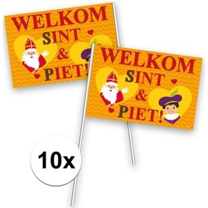 10x Sint en Piet zwaaivlaggetje - Feestdecoratievoorwerp