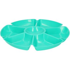 Excellent Houseware Hapjes/chips serveerschaal turquoise 29 cm - Serveerschalen/dienbladen