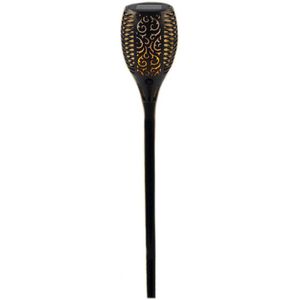 Solar tuinlamp/fakkel met vlameffect - op zonne-energie - zwart - 78 cm - tuinfakkels - Fakkels