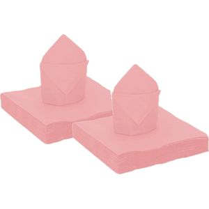 50x stuks feest servetten roze - 40 x 40 cm - papier - Feestservetten