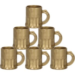 50x Gouden kunststof shotglaasjes 2,5 cl - Onbreekbare shotglazen voor Oud en Nieuw/nieuwjaarsborrel