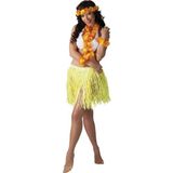 4x stuks gele hawaii kransen verkleed setje met rokje - Verkleedkransen