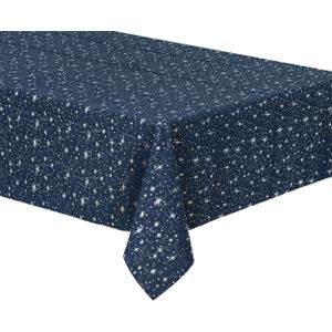Tafelkleden/tafellakens - 140 x 240 cm - blauw met sterren - 2x stuks - polyester