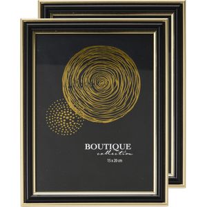 Fotolijstje voor een foto van 15 x 20 cm - 2x - zwart/goud - luxe uitstraling - Fotolijsten