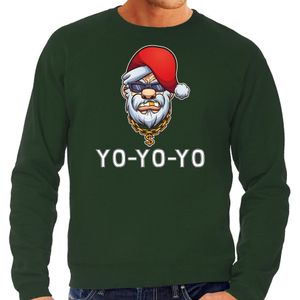 Grote maten Gangster / rapper Santa foute Kersttrui / outfit groen voor heren - kerst truien