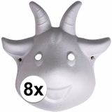 8x Knustel maskers geit met elastiek - Hobbybasisvoorwerp