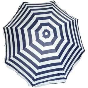 Parasol - blauw/wit - gestreept - D200 cm - UV-bescherming - incl. draagtas - Parasols