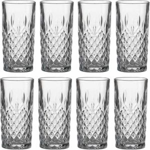 LAV longdrink/water/drinkglazen Odin - gedecoreerd glas - 8x stuks - 350 ml