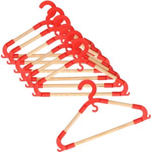 Storage Solutions kledinghangers voor kinderen - set van 18x - kunststof/hout - rood - Kledinghangers