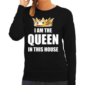 Koningsdag sweater Im the queen in this house zwart voor dames - Feesttruien