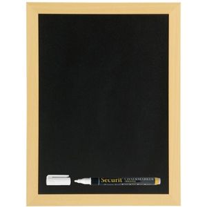 Zwart schrijfbord met teak houten rand 40 x 60 cm - Krijtborden