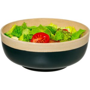 5Five - serveerschaal/saladeschaal - petrol - bamboe - 20 x 8 cm - rond - Saladeschalen