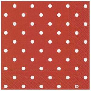 20x Polka Dot 3-laags servetten rood met witte stippen 33 x 33 cm - Feestservetten