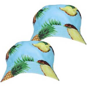 Verkleed hoedje voor Tropical Hawaii party - 2x - zomers fruit print - volwassenen - Carnaval - Verkleedhoofddeksels