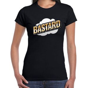 Bastard fun tekst t-shirt voor dames zwart  in 3D effect - Feestshirts