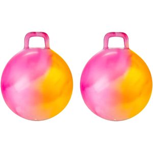 Skippybal marble - 2x - oranje/roze - D45 cm - buitenspeelgoed voor kinderen - Skippyballen