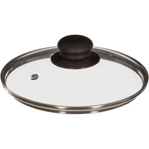 5Five universele pannendeksel voor pannen van 18 cm - glas - stoomgaatje - D19 x H6 cm