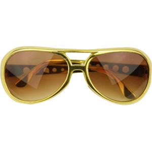 Elvis model verkleed zonnebril goud - Verkleedbrillen