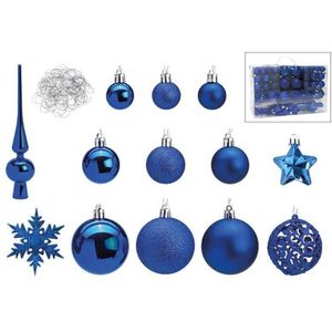 Compleet kerstversiering/kerstballen pakket 111-delig blauw  - Kerstbal