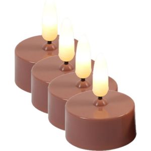 Countryfield LED theelichtjes/waxinelichtjes - 4x st - roze - met timer - warm wit - LED kaarsen