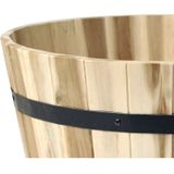 Plantenbak/bloempot - 2x - Low Barrel - acacia hout - naturel bruin - D40 x H24 cm - Plantenpotten