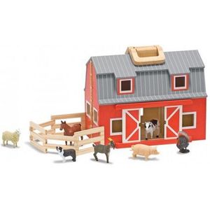 Houten speelgoed schuur met dieren - Speelfigurenset