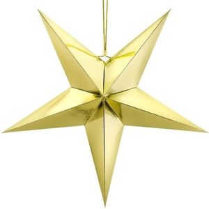 Gouden 5-puntige ster Kerst versiering decoratie 45 cm - Kerststerren