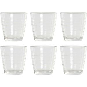 18x Stuks transparante waterglazen/drinkglazen streep relief 250 ml van glas - Keuken/servies basics