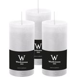 Cilinderkaars/stompkaars - 3x - rustieke kaars - wit - 6 x 12 cm - 42 branduren - Stompkaarsen
